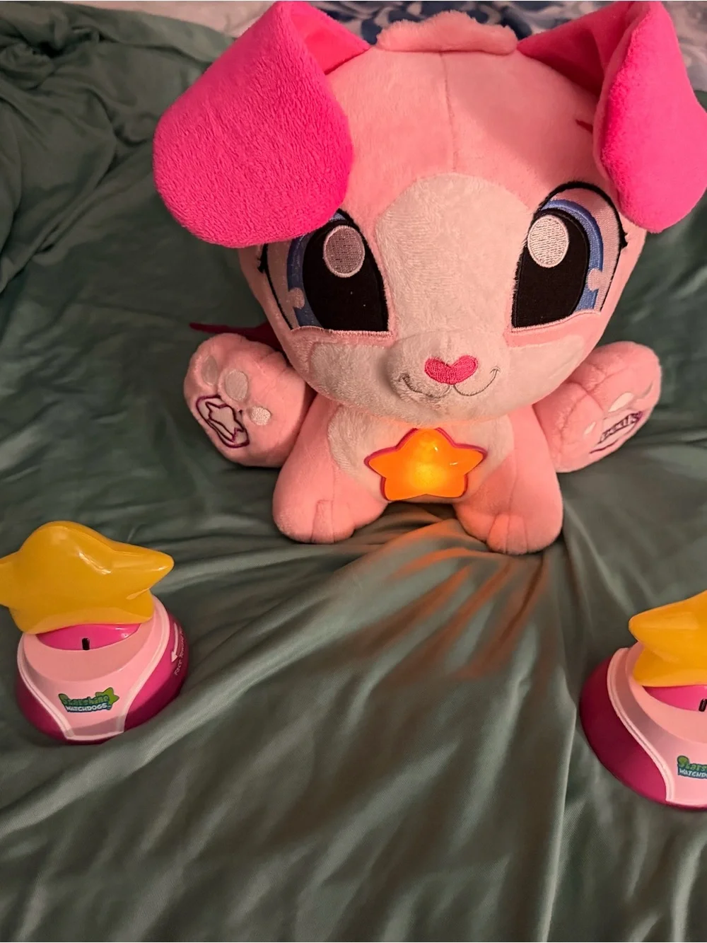 Plush Pink Star Nightlight Puppy Toy for kids afraid of the dark